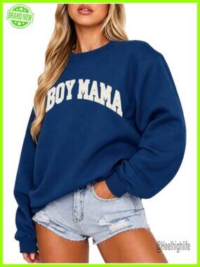 Oversized Boy Mama Sweatshirt Cotton Polyester Pullover Crew Neck